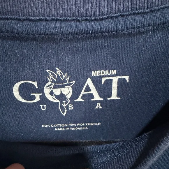 GOAT USA Navy Long Sleeve T-shirt Size Medium Discoloration - Picture 3 of 10